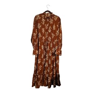 BloomChic Brown Floral Long Sleeve Dress Size 18-20 NWT